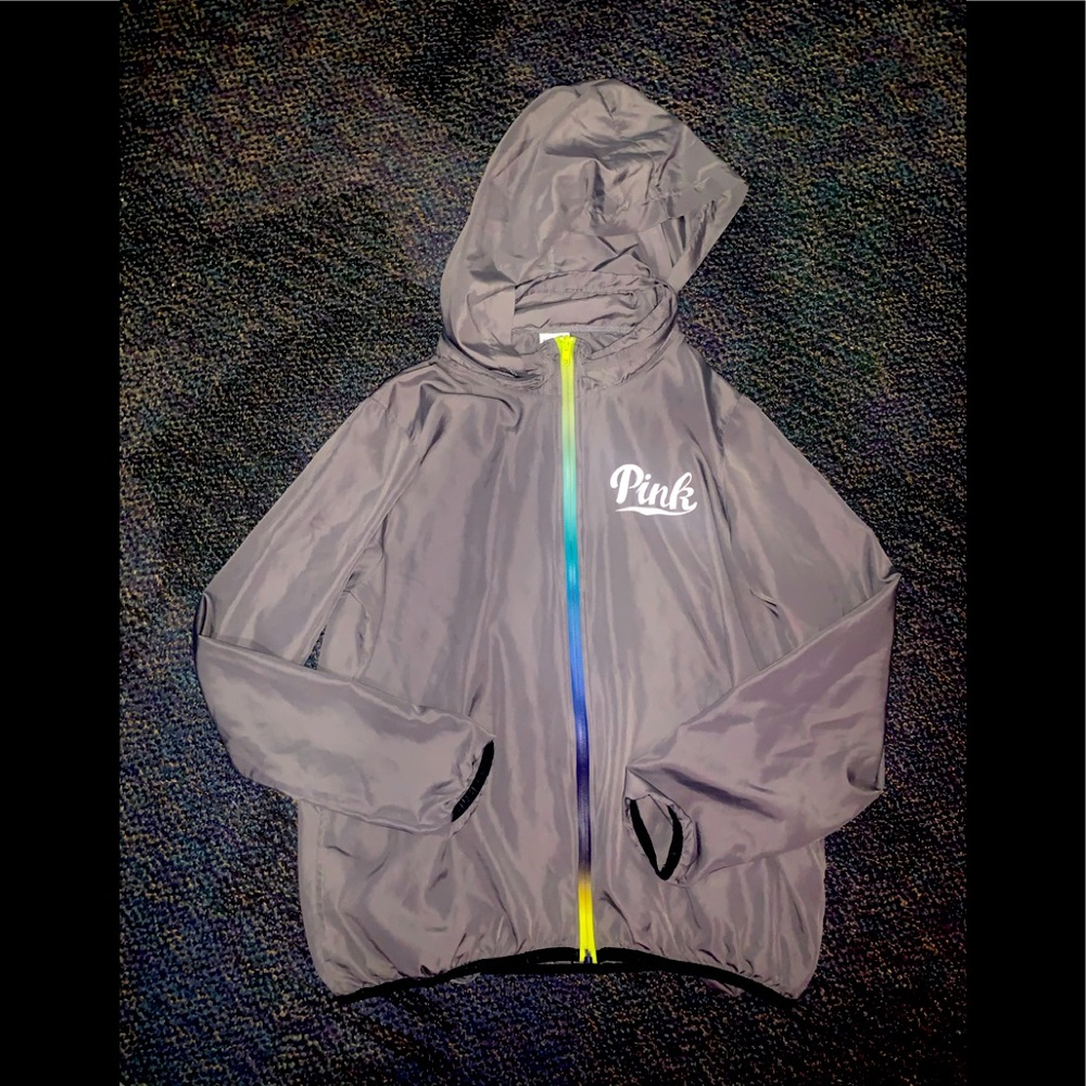 PINK Windbreaker w/ Rainbow Zipper